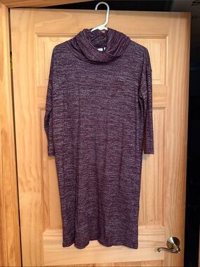 GAP Burgundy Heather Cowl Neck Long Sleeve Sweater Dress